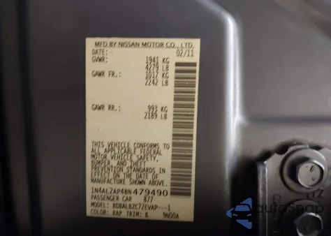 2011 Nissan Altima 2.5 S z USA, uszkodzony, nr VIN 1N4AL2AP4BN479490